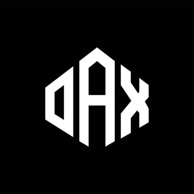 OAX letter logo design with polygon shape. OAX polygon and cube shape logo design. OAX hexagon vector logo template white and black colors. OAX monogram, business and real estate logo.