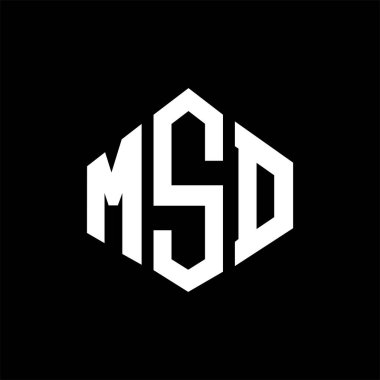 MSD letter logo design with polygon shape. MSD polygon and cube shape logo design. MSD hexagon vector logo template white and black colors. MSD monogram, business and real estate logo.