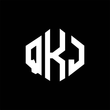 QKJ letter logo design with polygon shape. QKJ polygon and cube shape logo design. QKJ hexagon vector logo template white and black colors. QKJ monogram, business and real estate logo.