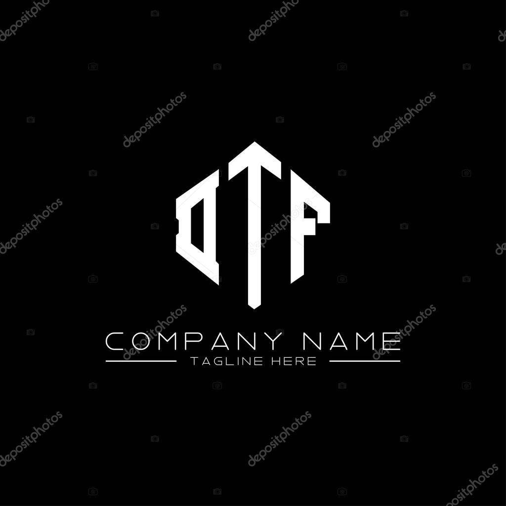 DTF letter logo design with polygon shape. DTF polygon and cube shape logo design. DTF hexagon vector logo template white and black colors. DTF monogram, business and real estate logo.