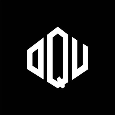 OQU letter logo design with polygon shape. OQU polygon and cube shape logo design. OQU hexagon vector logo template white and black colors. OQU monogram, business and real estate logo.