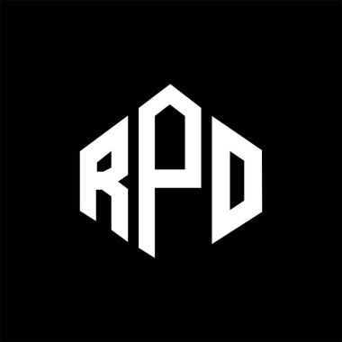 RPO letter logo design with polygon shape. RPO polygon and cube shape logo design. RPO hexagon vector logo template white and black colors. RPO monogram, business and real estate logo.