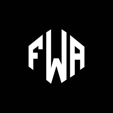 FWA letter logo design with polygon shape. FWA polygon and cube shape logo design. The three initials form a circle logo. FWA monogram, business and real estate logo.