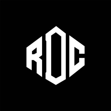 RDC letter logo design with polygon shape. RDC polygon and cube shape logo design. RDC hexagon vector logo template white and black colors. RDC monogram, business and real estate logo.