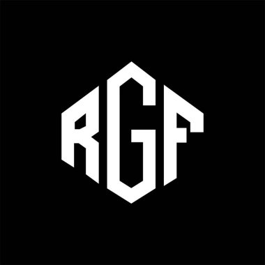 RGF letter logo design with polygon shape. RGF polygon and cube shape logo design. RGF hexagon vector logo template white and black colors. RGF monogram, business and real estate logo.