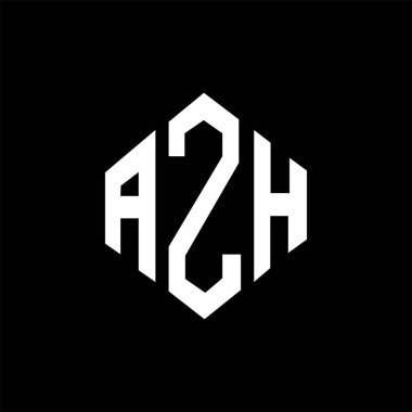 AZH letter logo design with polygon shape. AZH polygon and cube shape logo design. AZH hexagon vector logo template white and black colors. AZH monogram, business and real estate logo.