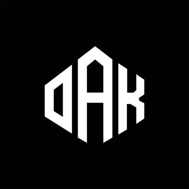 OAK letter logo design with polygon shape. OAK polygon and cube shape logo design. OAK hexagon vector logo template white and black colors. OAK monogram, business and real estate logo.
