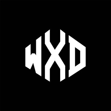 WXD letter logo design with polygon shape. WXD polygon and cube shape logo design. WXD hexagon vector logo template white and black colors. WXD monogram, business and real estate logo.