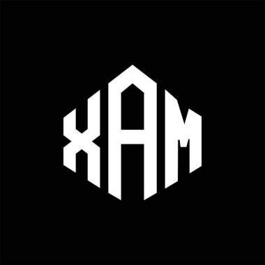 XAM letter logo design with polygon shape. XAM polygon and cube shape logo design. XAM hexagon vector logo template white and black colors. XAM monogram, business and real estate logo.