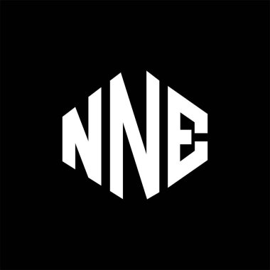 NNE letter logo design with polygon shape. NNE polygon and cube shape logo design. NNE hexagon vector logo template white and black colors. NNE monogram, business and real estate logo.