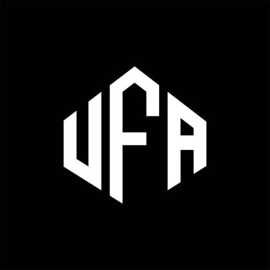 UFA letter logo design with polygon shape. UFA polygon and cube shape logo design. UFA hexagon vector logo template white and black colors. UFA monogram, business and real estate logo.