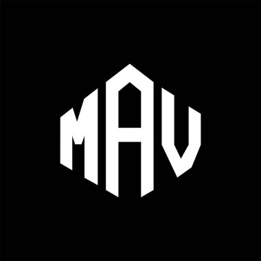 MAV letter logo design with polygon shape. MAV polygon and cube shape logo design. MAV hexagon vector logo template white and black colors. MAV monogram, business and real estate logo.