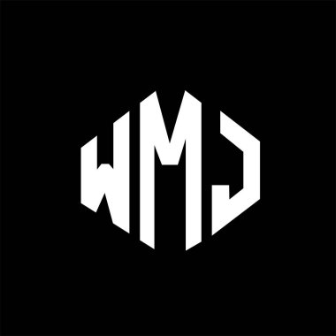 WMJ letter logo design with polygon shape. WMJ polygon and cube shape logo design. WMJ hexagon vector logo template white and black colors. WMJ monogram, business and real estate logo.