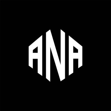 ANA letter logo design with polygon shape. ANA polygon and cube shape logo design. ANA hexagon vector logo template white and black colors. ANA monogram, business and real estate logo.