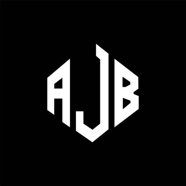 AJB letter logo design with polygon shape. AJB polygon and cube shape logo design. AJB hexagon vector logo template white and black colors. AJB monogram, business and real estate logo.