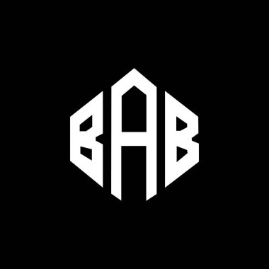 BAB letter logo design with polygon shape. BAB polygon and cube shape logo design. BAB hexagon vector logo template white and black colors. BAB monogram, business and real estate logo.