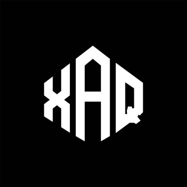 XAQ letter logo design with polygon shape. XAQ polygon and cube shape logo design. XAQ hexagon vector logo template white and black colors. XAQ monogram, business and real estate logo.