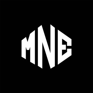 MNE letter logo design with polygon shape. MNE polygon and cube shape logo design. MNE hexagon vector logo template white and black colors. MNE monogram, business and real estate logo.