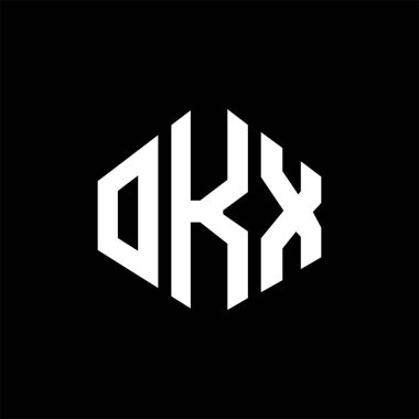 OKX letter logo design with polygon shape. OKX polygon and cube shape logo design. OKX hexagon vector logo template white and black colors. OKX monogram, business and real estate logo.