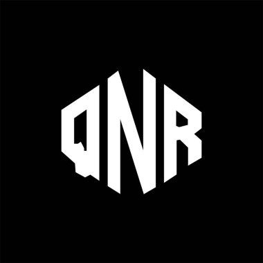 QNR letter logo design with polygon shape. QNR polygon and cube shape logo design. QNR hexagon vector logo template white and black colors. QNR monogram, business and real estate logo.