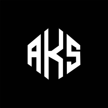 AKS letter logo design with polygon shape. AKS polygon and cube shape logo design. AKS hexagon vector logo template white and black colors. AKS monogram, business and real estate logo.