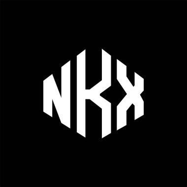 NKX letter logo design with polygon shape. NKX polygon and cube shape logo design. NKX hexagon vector logo template white and black colors. NKX monogram, business and real estate logo.