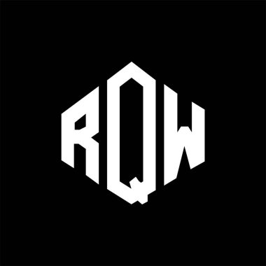 RQW letter logo design with polygon shape. RQW polygon and cube shape logo design. RQW hexagon vector logo template white and black colors. RQW monogram, business and real estate logo.