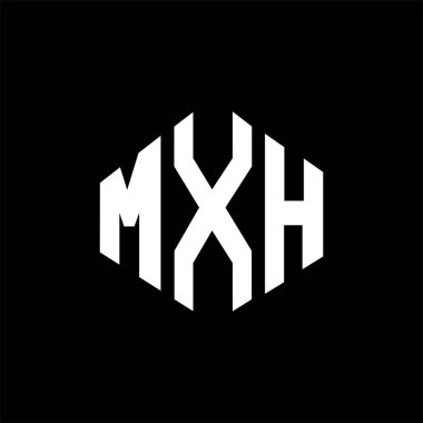 MXH letter logo design with polygon shape. MXH polygon and cube shape logo design. MXH hexagon vector logo template white and black colors. MXH monogram, business and real estate logo.