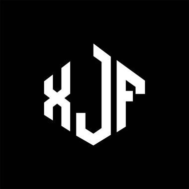XJF letter logo design with polygon shape. XJF polygon and cube shape logo design. XJF hexagon vector logo template white and black colors. XJF monogram, business and real estate logo.