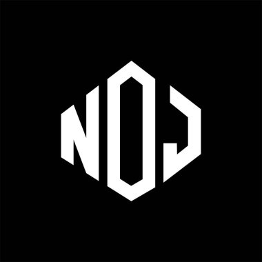 NOJ letter logo design with polygon shape. NOJ polygon and cube shape logo design. NOJ hexagon vector logo template white and black colors. NOJ monogram, business and real estate logo.