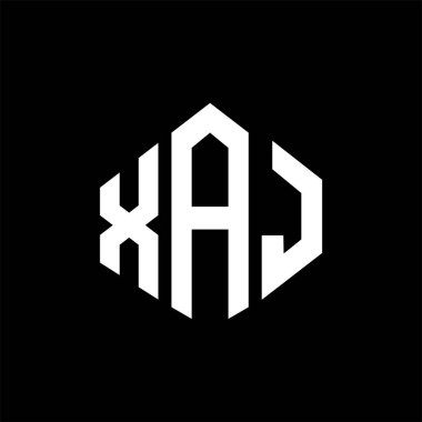 XAJ letter logo design with polygon shape. XAJ polygon and cube shape logo design. XAJ hexagon vector logo template white and black colors. XAJ monogram, business and real estate logo.