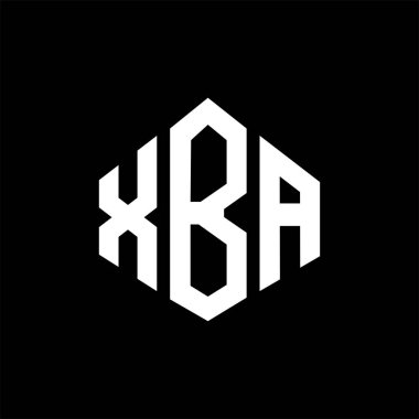 XBA letter logo design with polygon shape. XBA polygon and cube shape logo design. XBA hexagon vector logo template white and black colors. XBA monogram, business and real estate logo.