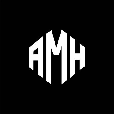 AMH letter logo design with polygon shape. AMH polygon and cube shape logo design. AMH hexagon vector logo template white and black colors. AMH monogram, business and real estate logo.