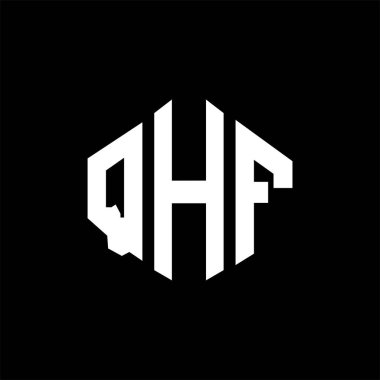 QHF letter logo design with polygon shape. QHF polygon and cube shape logo design. QHF hexagon vector logo template white and black colors. QHF monogram, business and real estate logo.