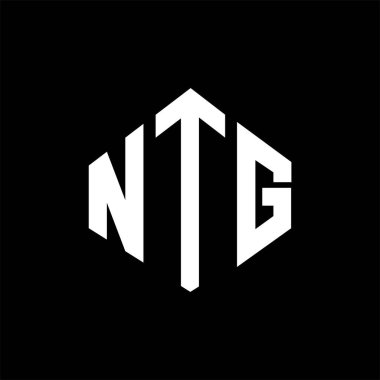 NTG letter logo design with polygon shape. NTG polygon and cube shape logo design. NTG hexagon vector logo template white and black colors. NTG monogram, business and real estate logo.