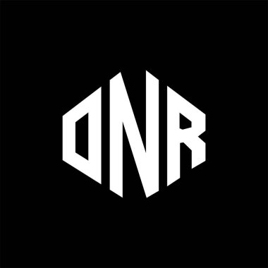 ONR letter logo design with polygon shape. ONR polygon and cube shape logo design. ONR hexagon vector logo template white and black colors. ONR monogram, business and real estate logo.