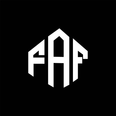 FAF letter logo design with polygon shape. FAF polygon and cube shape logo design. FAF hexagon vector logo template white and black colors. FAF monogram, business and real estate logo.