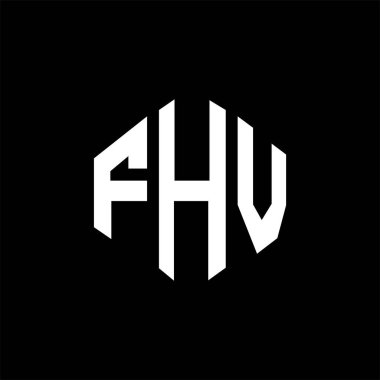 FHV letter logo design with polygon shape. FHV polygon and cube shape logo design. FHV hexagon vector logo template white and black colors. FHV monogram, business and real estate logo.