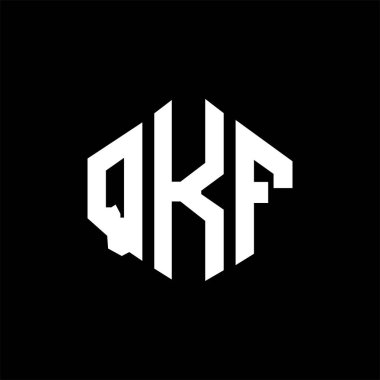 QKF letter logo design with polygon shape. QKF polygon and cube shape logo design. QKF hexagon vector logo template white and black colors. QKF monogram, business and real estate logo.