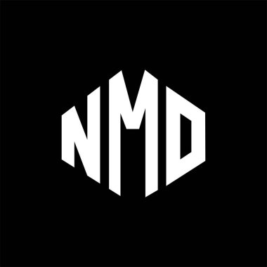 NMO letter logo design with polygon shape. NMO polygon and cube shape logo design. NMO hexagon vector logo template white and black colors. NMO monogram, business and real estate logo.
