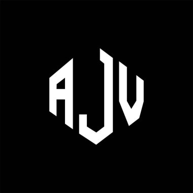 AJV letter logo design with polygon shape. AJV polygon and cube shape logo design. AJV hexagon vector logo template white and black colors. AJV monogram, business and real estate logo.