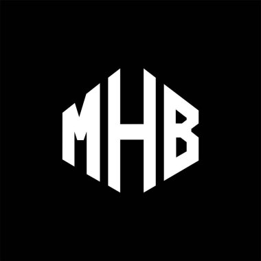 MHB letter logo design with polygon shape. MHB polygon and cube shape logo design. MHB hexagon vector logo template white and black colors. MHB monogram, business and real estate logo.