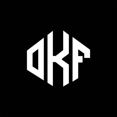 OKF letter logo design with polygon shape. OKF polygon and cube shape logo design. OKF hexagon vector logo template white and black colors. OKF monogram, business and real estate logo.