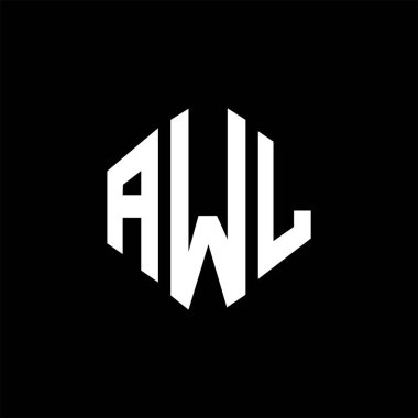 AWL letter logo design with polygon shape. AWL polygon and cube shape logo design. AWL hexagon vector logo template white and black colors. AWL monogram, business and real estate logo.