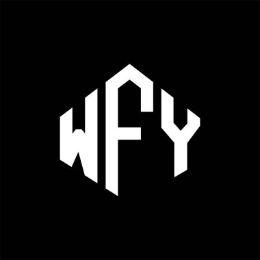 WFY letter logo design with polygon shape. WFY polygon and cube shape logo design. WFY hexagon vector logo template white and black colors. WFY monogram, business and real estate logo.