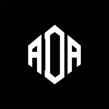 ADA letter logo design with polygon shape. ADA polygon and cube shape logo design. ADA hexagon vector logo template white and black colors. ADA monogram, business and real estate logo.