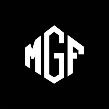 MGF letter logo design with polygon shape. MGF polygon and cube shape logo design. MGF hexagon vector logo template white and black colors. MGF monogram, business and real estate logo.