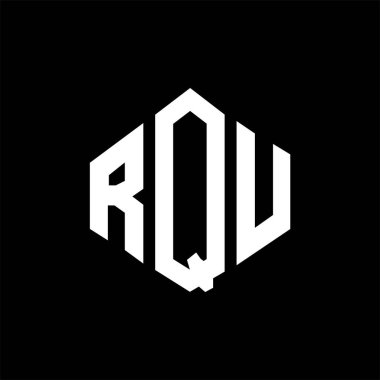 RQU letter logo design with polygon shape. RQU polygon and cube shape logo design. RQU hexagon vector logo template white and black colors. RQU monogram, business and real estate logo.