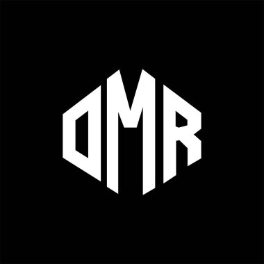 OMR letter logo design with polygon shape. OMR polygon and cube shape logo design. OMR hexagon vector logo template white and black colors. OMR monogram, business and real estate logo.
