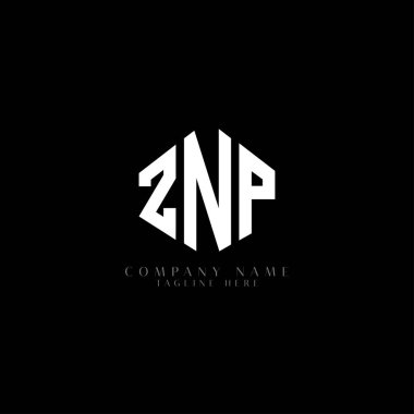 ZNP letter logo design with polygon shape. ZNP polygon and cube shape logo design. ZNP hexagon vector logo template white and black colors. ZNP monogram, business and real estate logo.